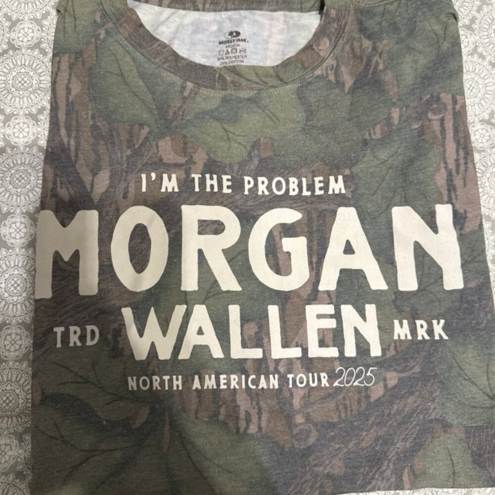 Morgan Wallen I’m The Problem Tour 2025 Official Merch Mossy Oak Camo Shirt XXL